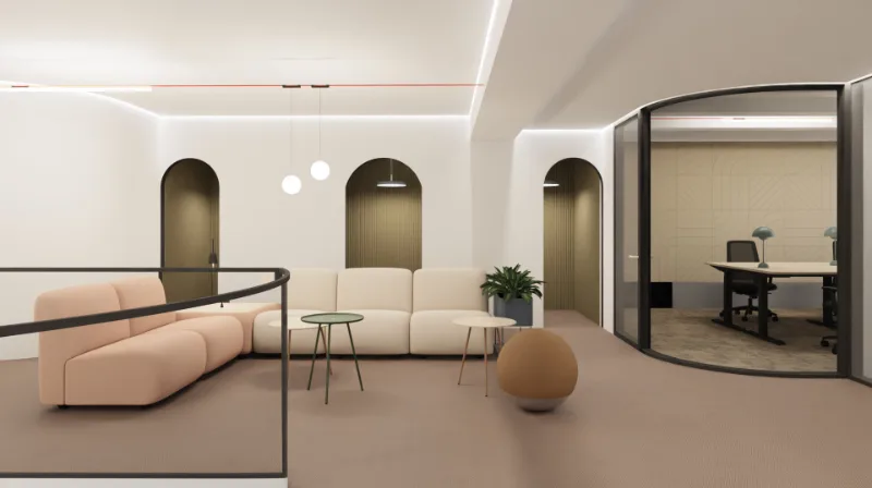 St-Honoré 10, coworking à Neuchâtel — Espace de coworking, rendu intérieur
