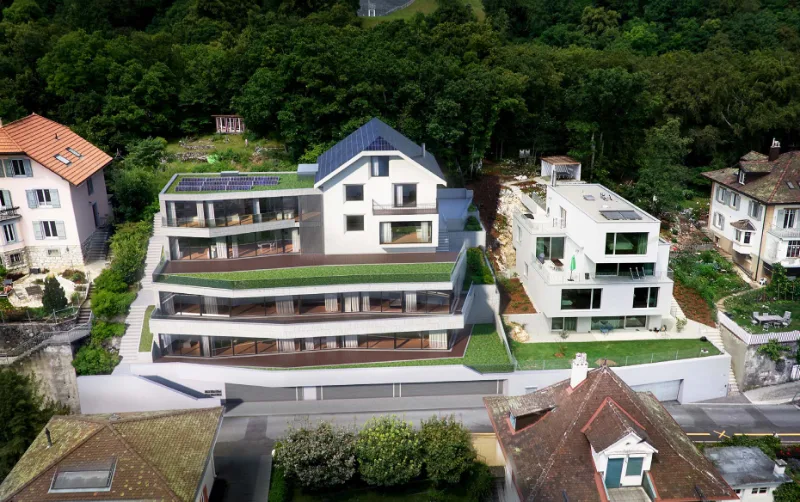 Matile 71, Neuchâtel — Matile 71, vue aérienne du site